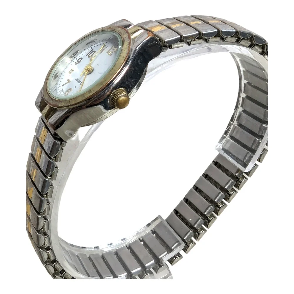 Accutime Watch Corp‎ Unisex 2 Tone Metal Expansion Band Wrist Watch